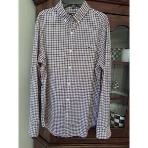 Vineyard Vines Performance Slim Fit Whale Shirt Men Small Blue Red White Stretch